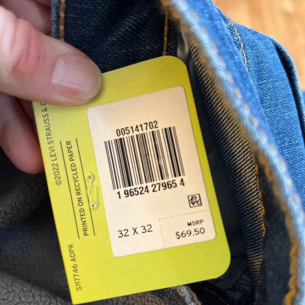 NWT Levi Strauss 514 Straight Dark Wash Jeans Unisex Size‎ 32x32